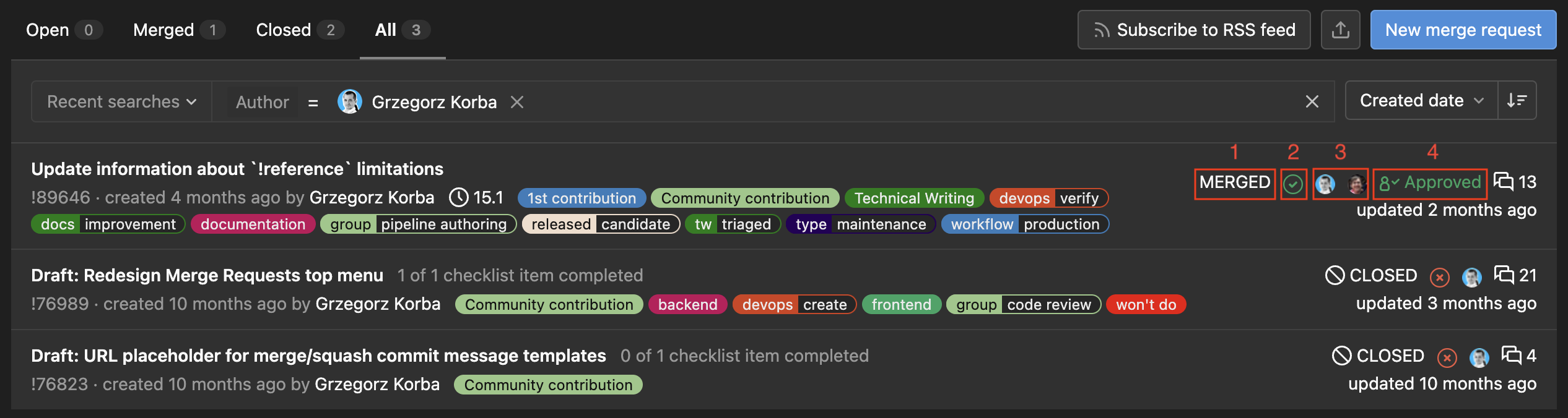 Gitlab Merge Request List