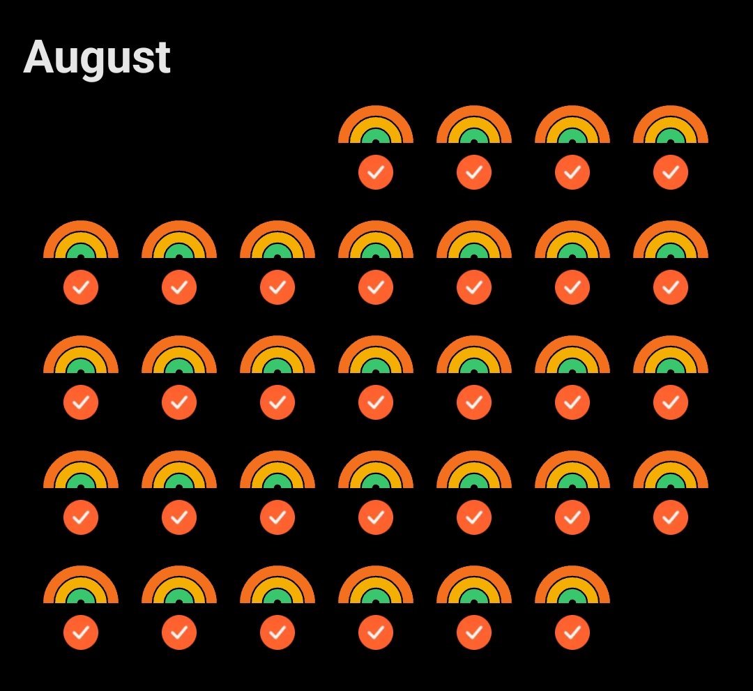 Daily goals reached every single day in August